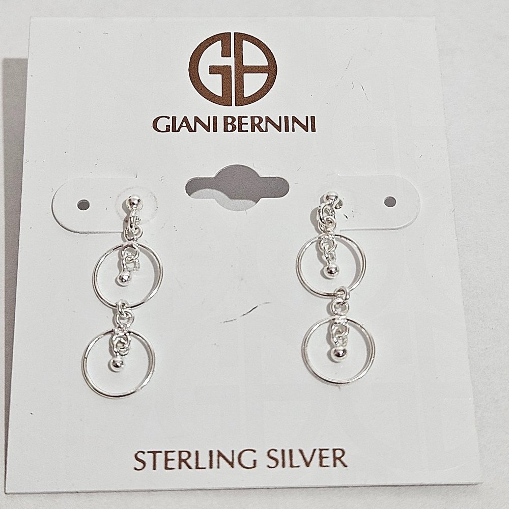 Giani Bernini Double Ring Drop Earrings in Sterling Silver